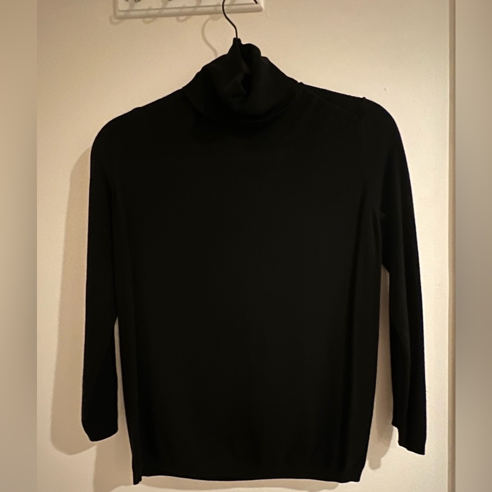 Zara Elegant Black and Gold Button Turtleneck Sweater